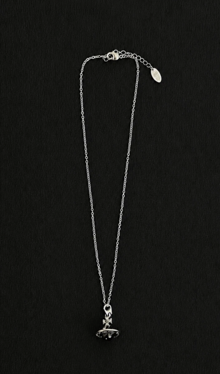Vivienne Westwood Small Orb Necklace Pendant Black Brand New