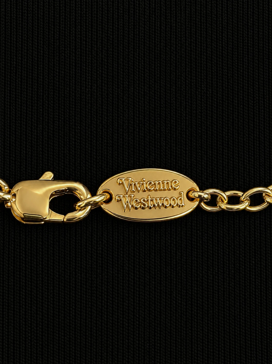 Vivienne Westwood Safety Pin Necklace Gold Orb Pendant