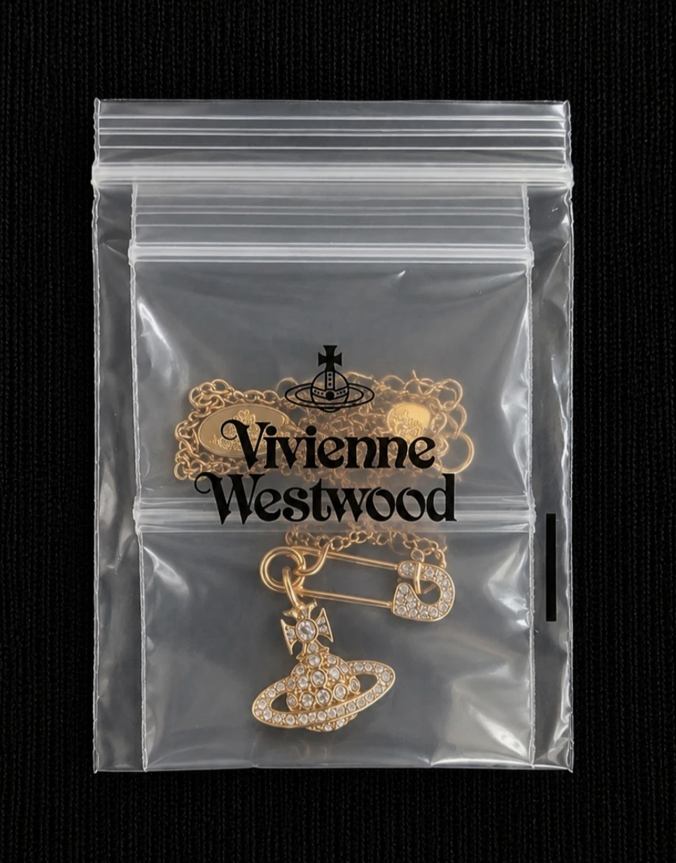 Vivienne Westwood Safety Pin Necklace Gold Orb Pendant