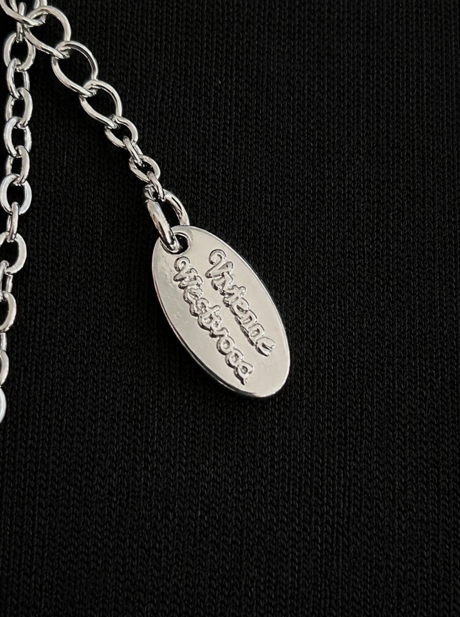 Vivienne Westwood Safety Pin Necklace Silver Orb Pendant