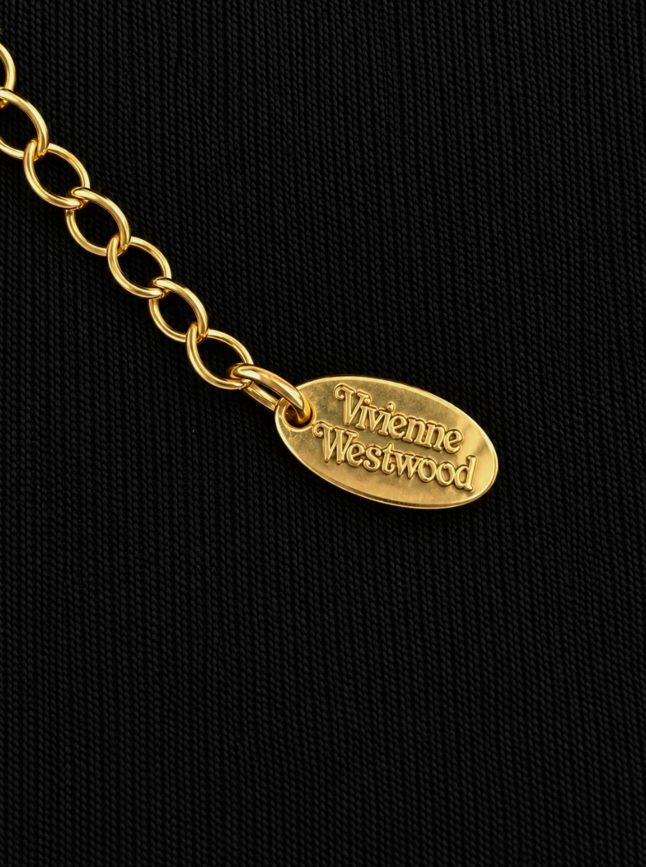 Vivienne Westwood Safety Pin Choker Gold Pearl Crystal Orb