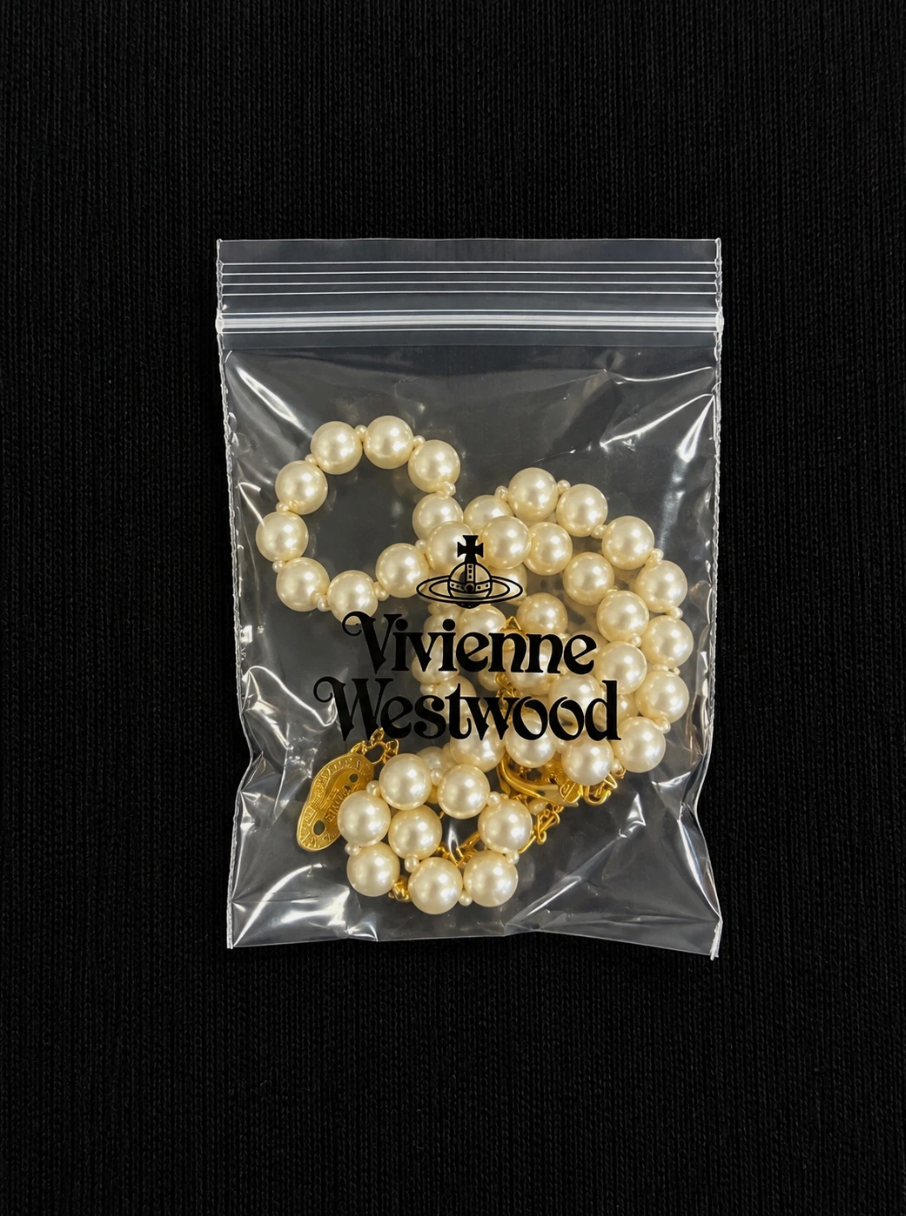 Vivienne Westwood Safety Pin Choker Gold Pearl Crystal Orb