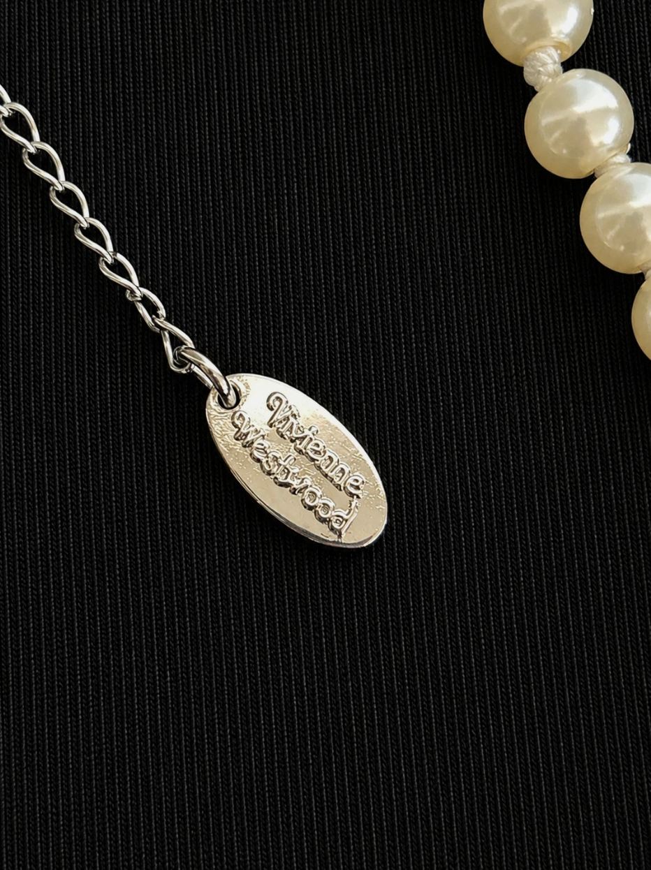 Vivienne Westwood Safety Pin Choker Silver Pearl Crystal Orb
