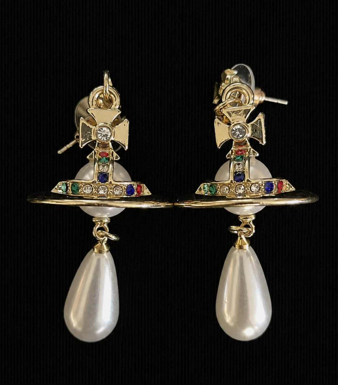 Vivienne Westwood Pearl Orb Drop Earrings Gold