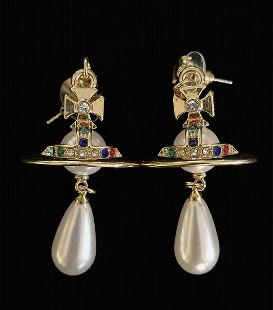 Vivienne Westwood Pearl Orb Drop Earrings Gold