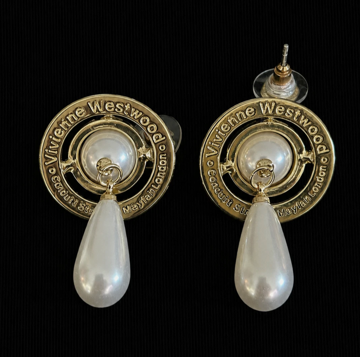 Vivienne Westwood Pearl Orb Drop Earrings Gold